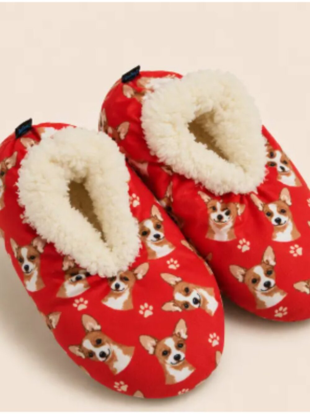 Chihuahua fawn/white slippers NWT